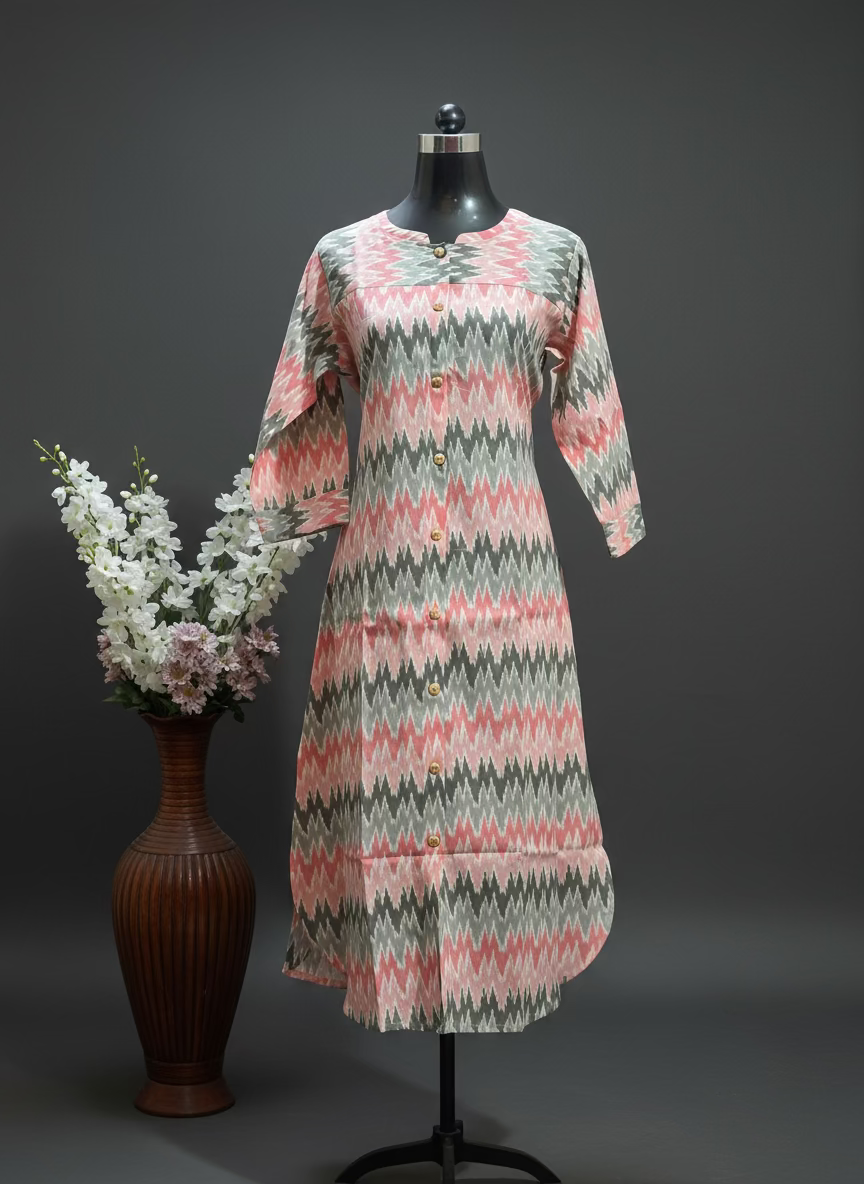 പ്യുവർ കോട്ടൺ എ ലൈൻ കുർത്തി - BB334