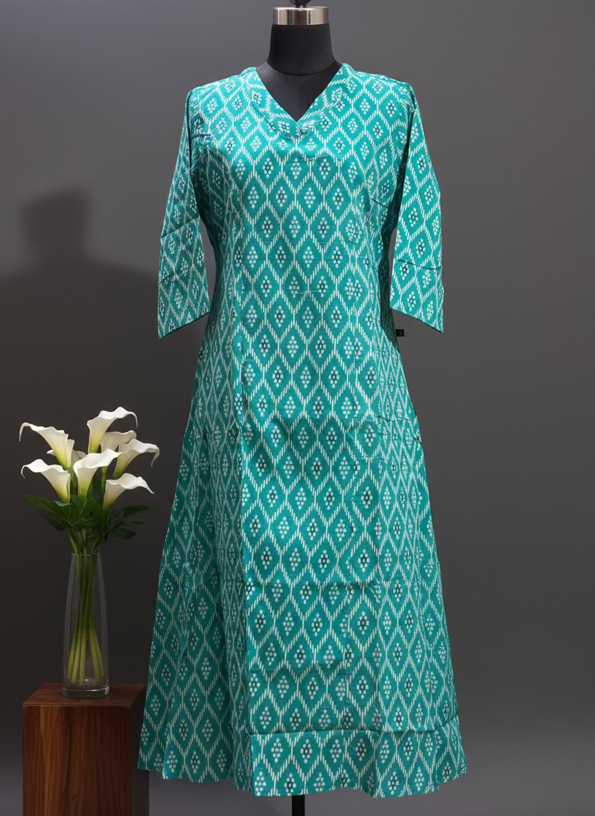 പ്യുവർ കോട്ടൺ എ ലൈൻ കുർത്തി -BB316