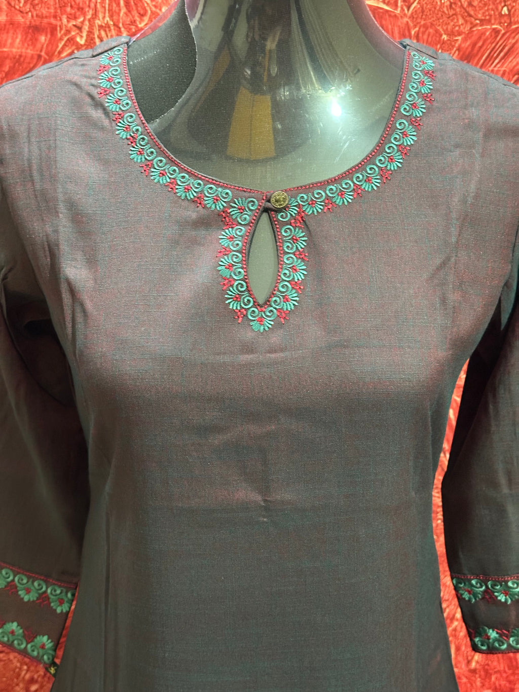 RAW SILK LONG SLITTED KURTI - BB354