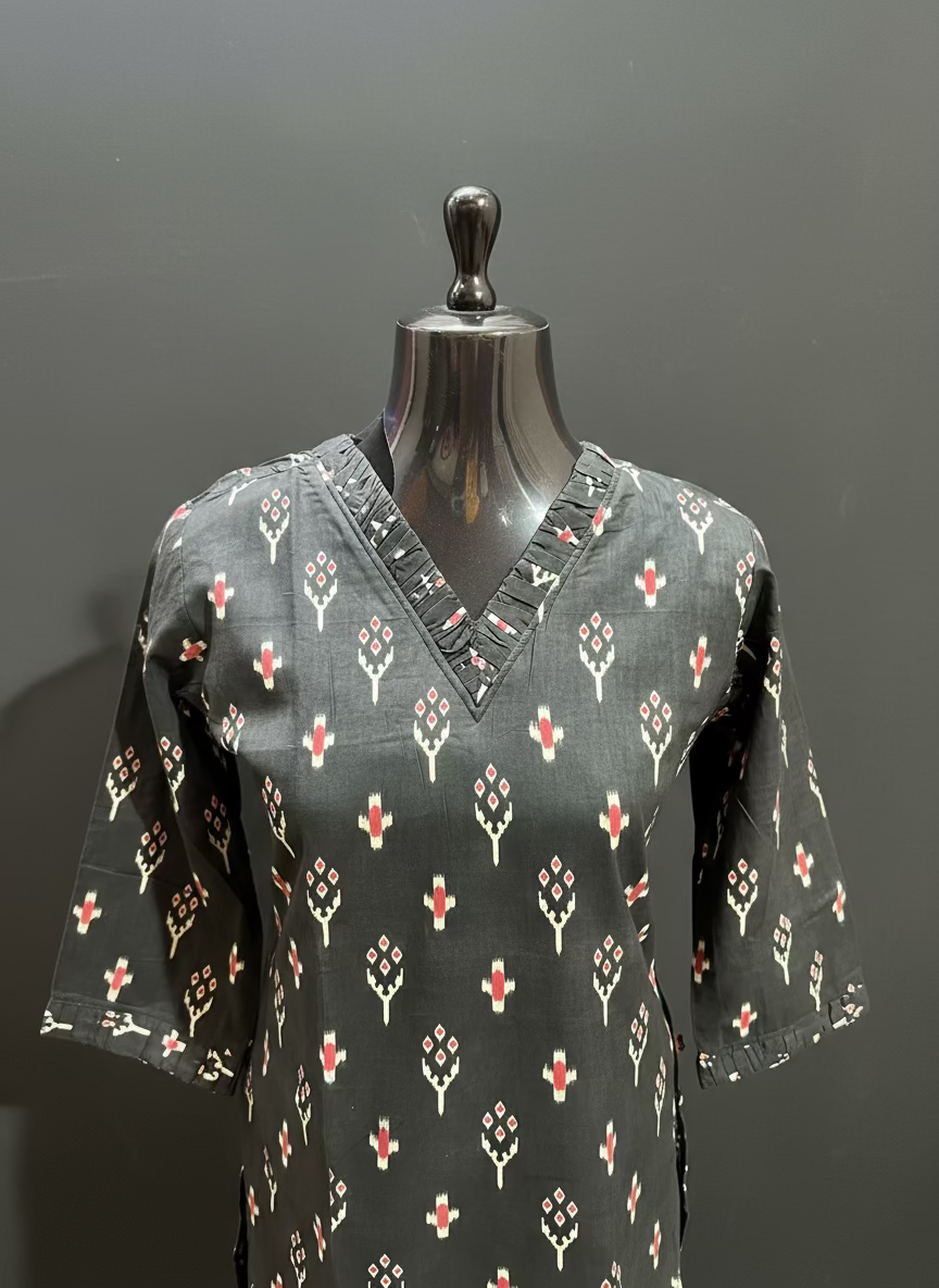 ശുദ്ധമായ കോട്ടൺ സ്ലിറ്റഡ് കുർത്തി - BB347