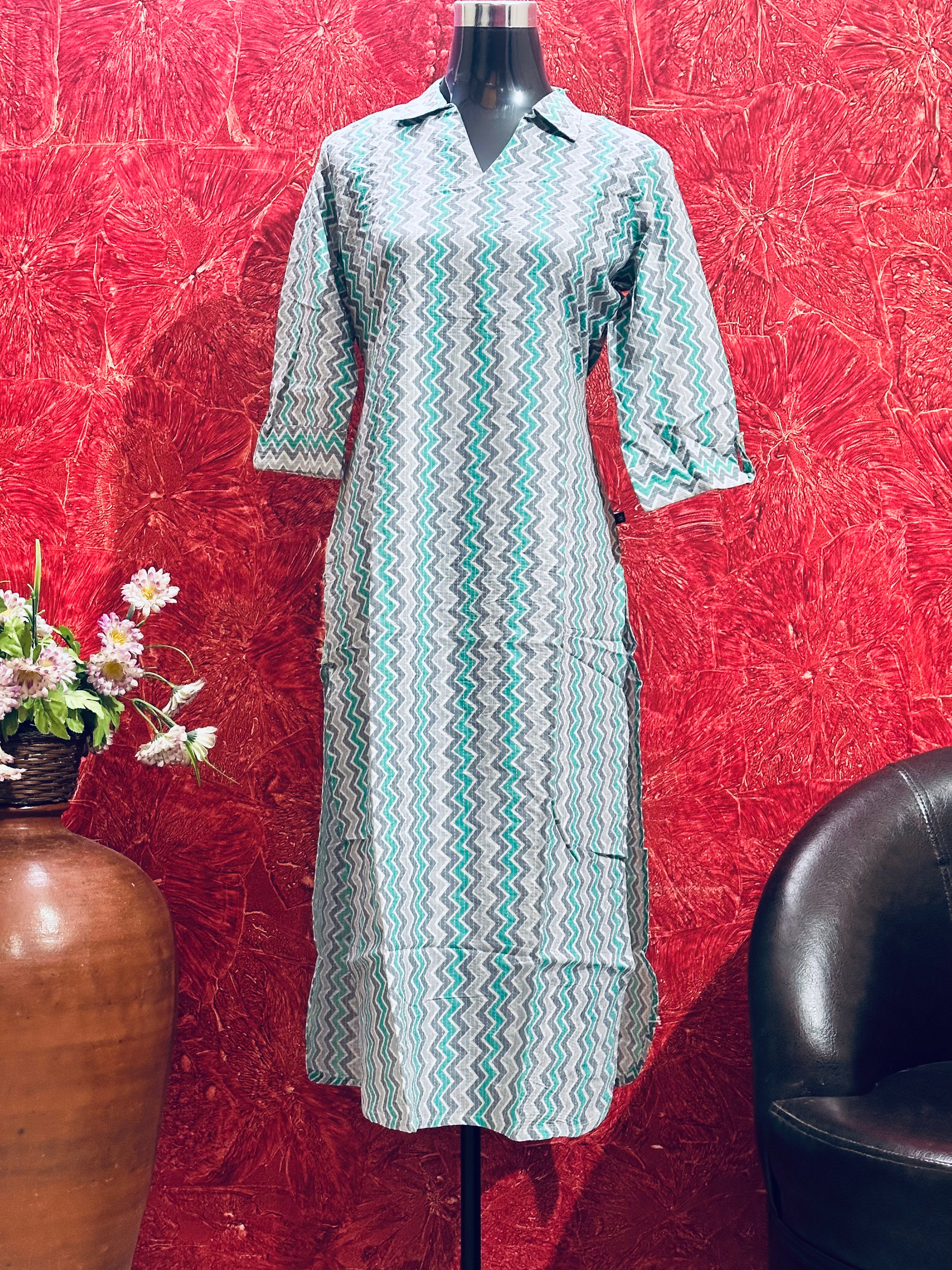 PURE COTTON LONG SLITTED KURTI - BB297